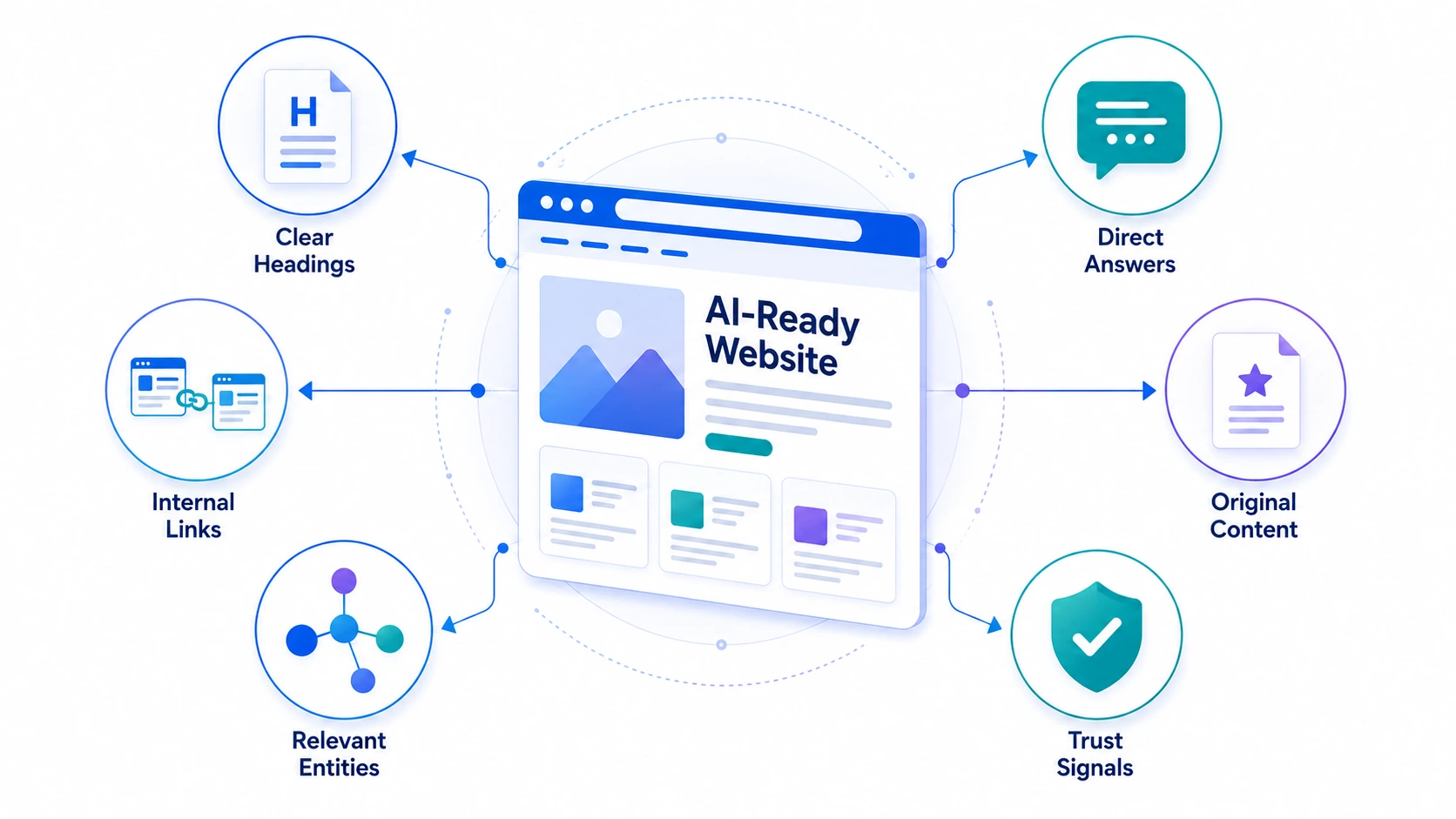 Website optimization for AI search with structured content and clear information