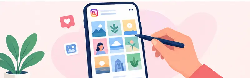 Planning an Instagram content calendar grid layout on a smartphone
