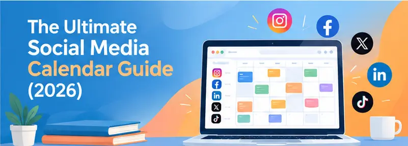 Social media calendar dashboard showing scheduled posts across Instagram, Facebook, and LinkedIn